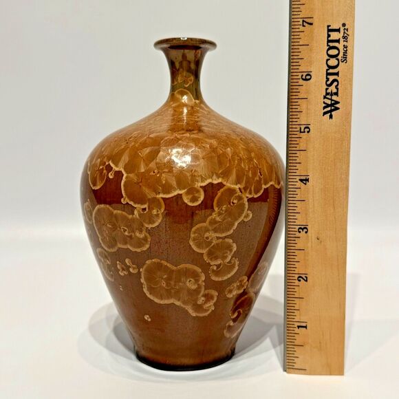 Vintage Vase Signed by Artist Len Lindsay III Crystalline Glaze Studio Pottery - Picture 8 of 9